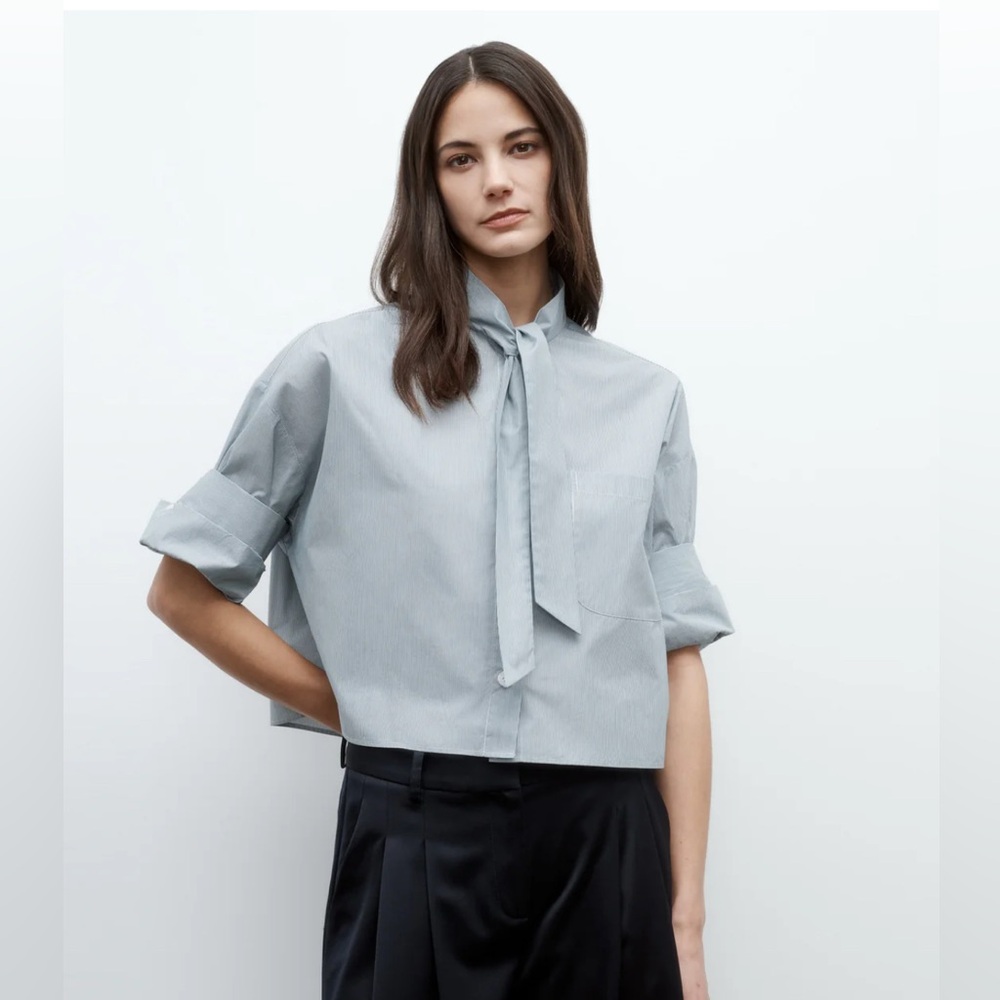 TWP NEXT EX SHIRT WITH TIE
IN BARONESS STRIPE COTTON size P